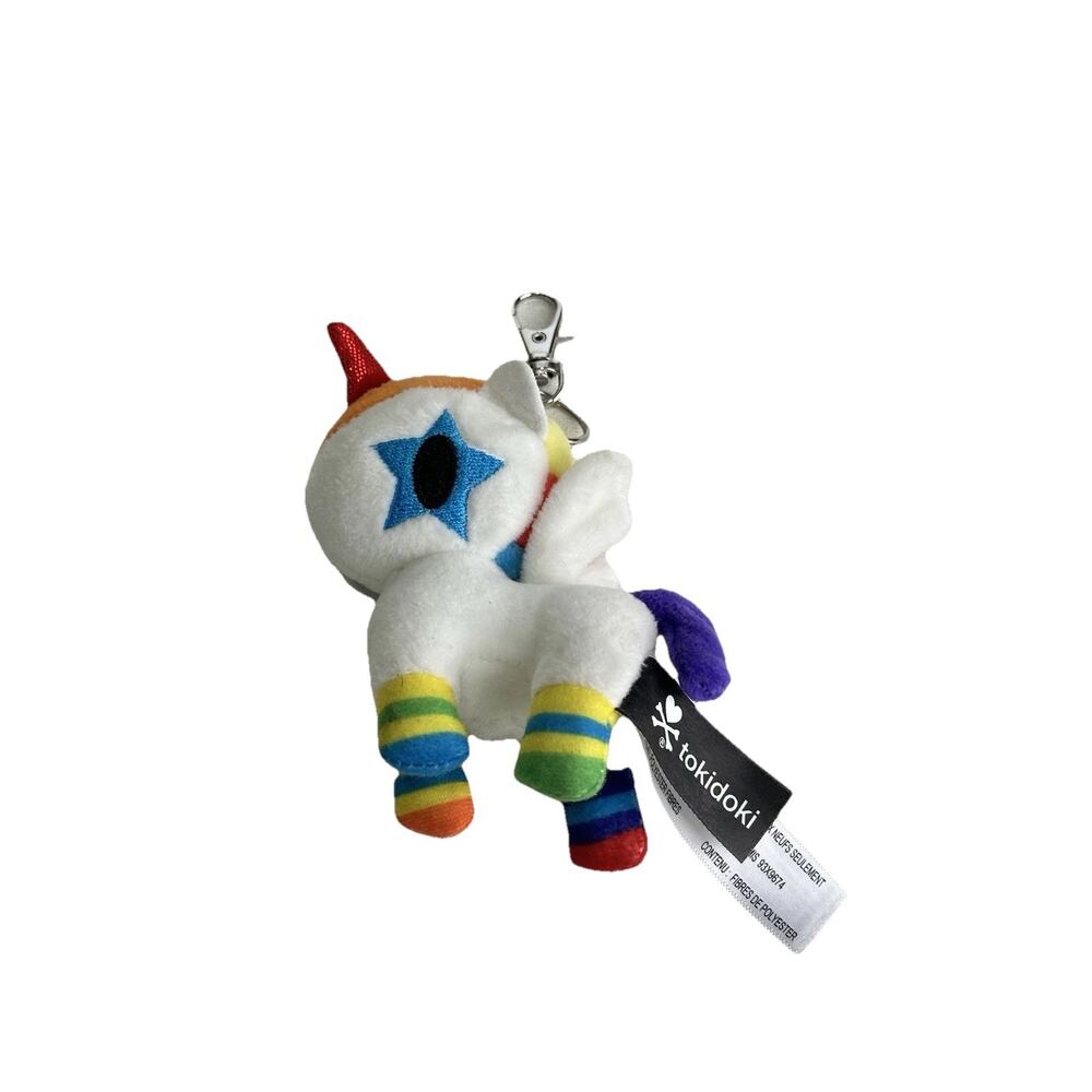 Tokidoki Unicorn White Colorful Stars Keychain Mini Plush 4” X 3.25”